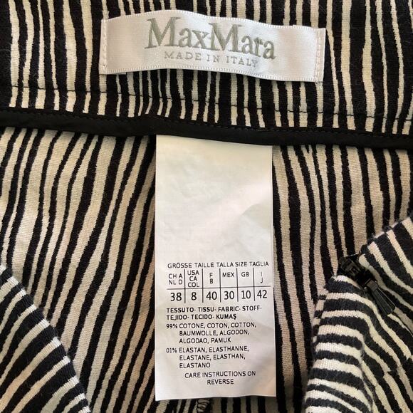 Max Mara Textured Zebra-Print Pants Sz 8 Black And White Cotton Academia preppy - Picture 5 of 10